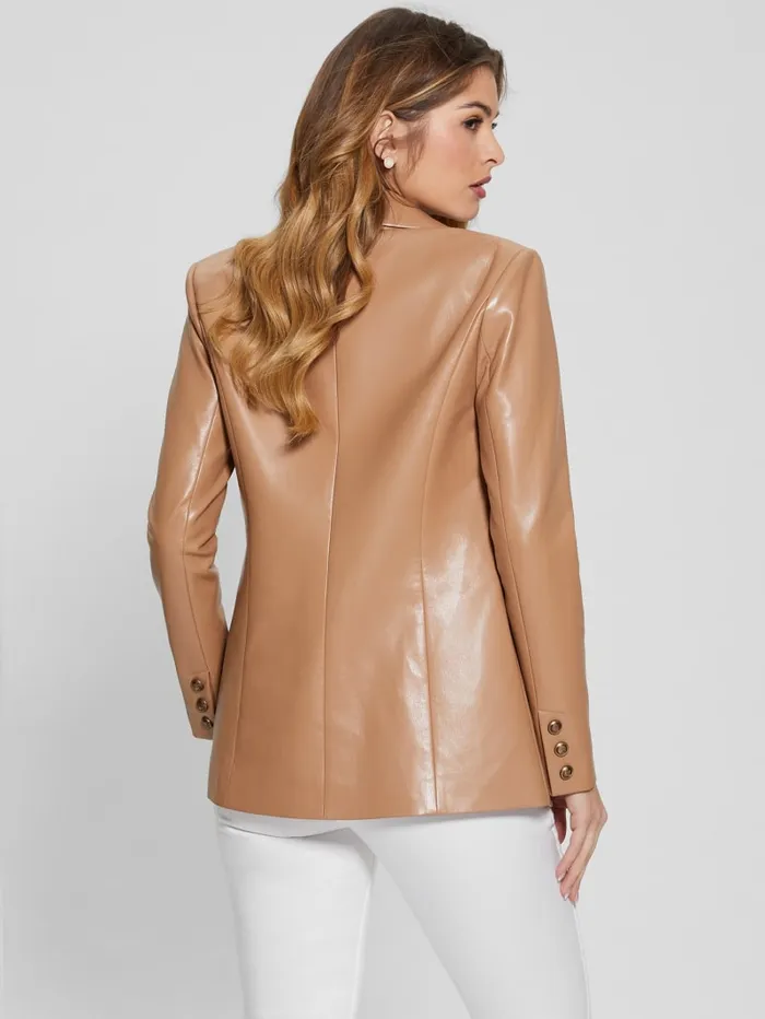 GUESS Jackets and Coats Lia FauxLeather Blazer White 8211 Women