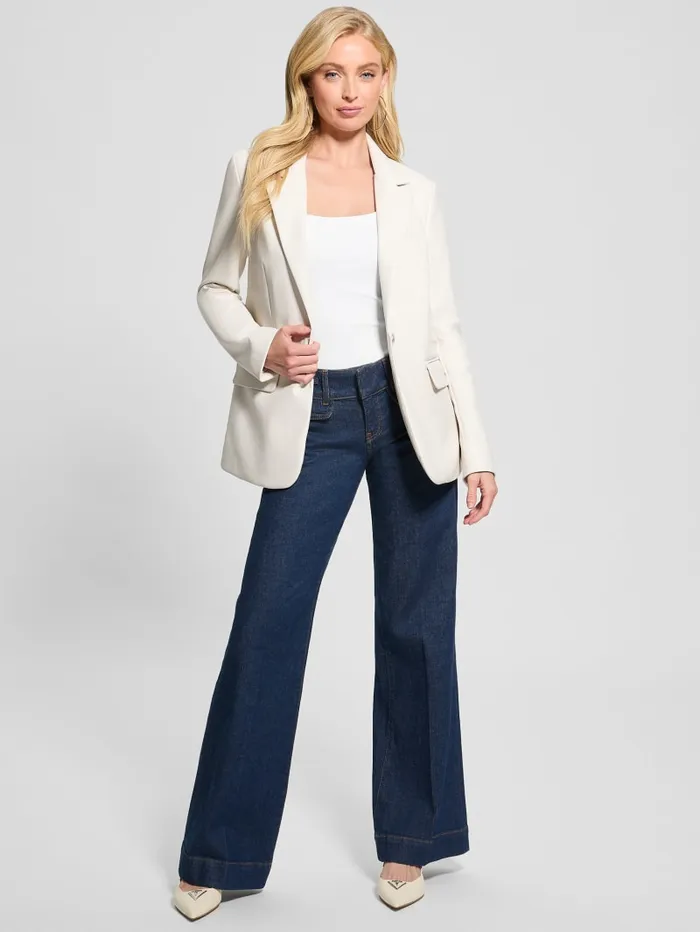 GUESS Jackets and Coats Lia FauxLeather Blazer White 8211 Women
