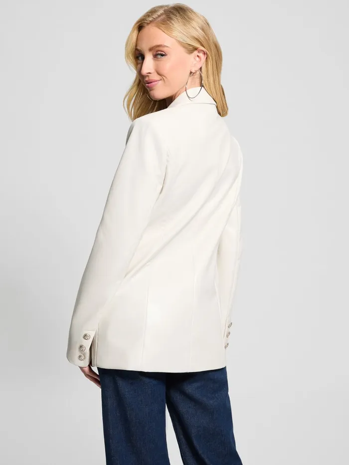 GUESS Jackets and Coats Lia FauxLeather Blazer White 8211 Women