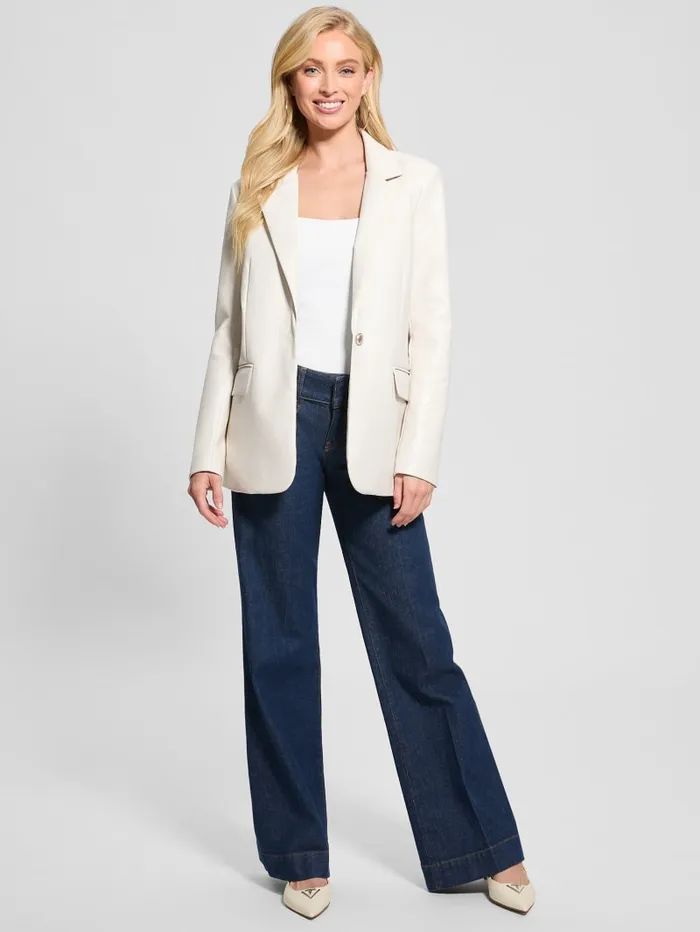 GUESS Jackets and Coats Lia FauxLeather Blazer White 8211 Women