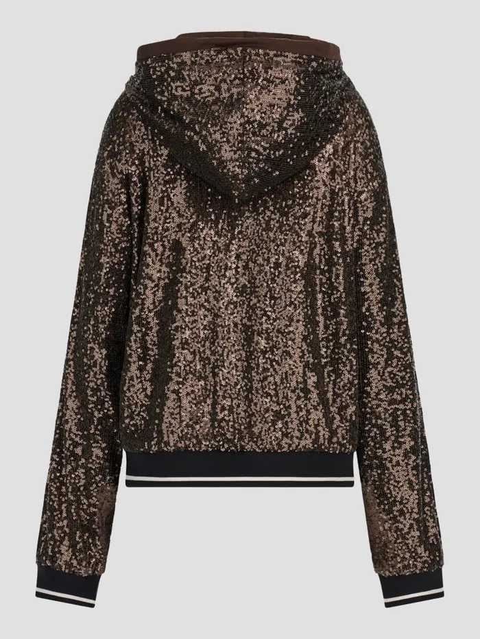 GUESS Jackets and Coats Mini Sequins ZipUp Sweatshirt Brown 8211 Women