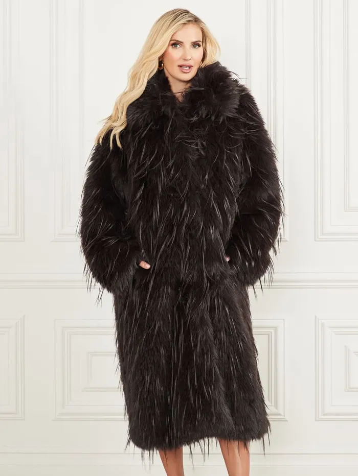 GUESS Jackets and Coats Serena FauxFur Coat Brown 8211 Women