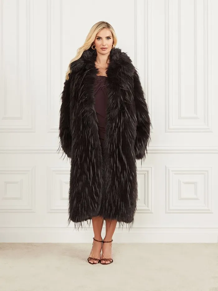 GUESS Jackets and Coats Serena FauxFur Coat Brown 8211 Women