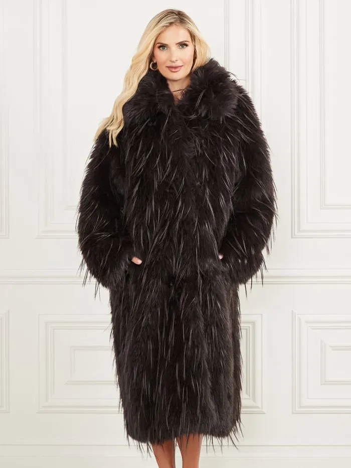 GUESS Jackets and Coats Serena FauxFur Coat Brown 8211 Women