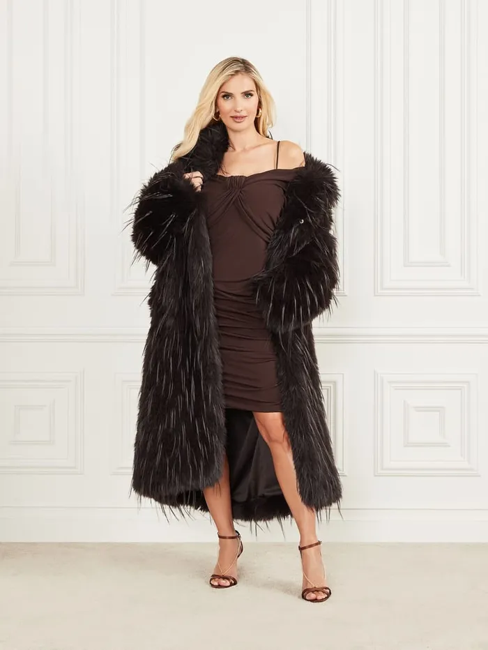 GUESS Jackets and Coats Serena FauxFur Coat Brown 8211 Women