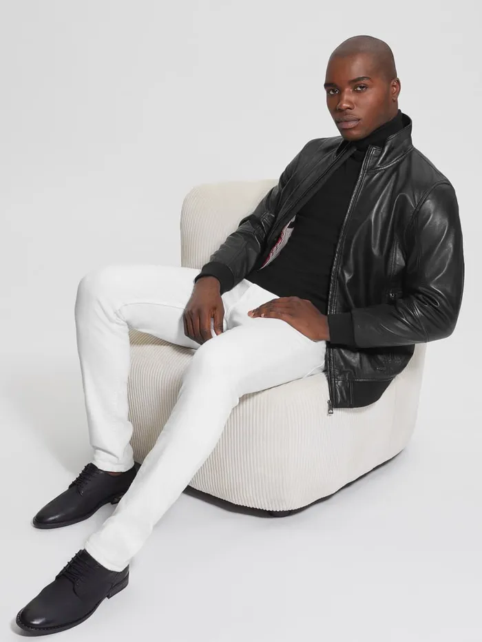 GUESS Jackets and Coats Soft Leather Jacket Black 8211 Men