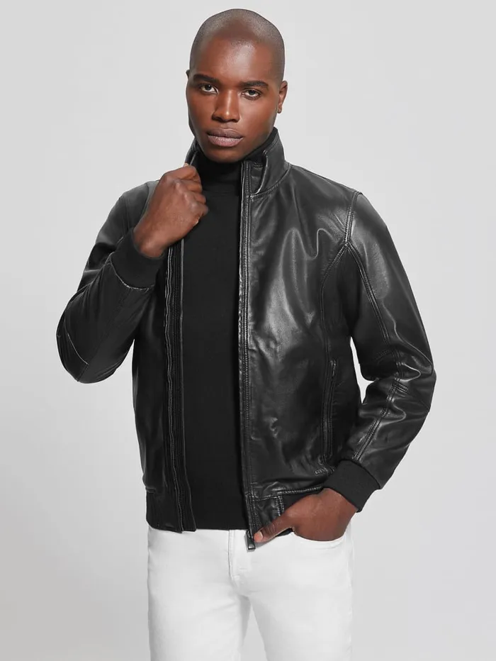 GUESS Jackets and Coats Soft Leather Jacket Black 8211 Men