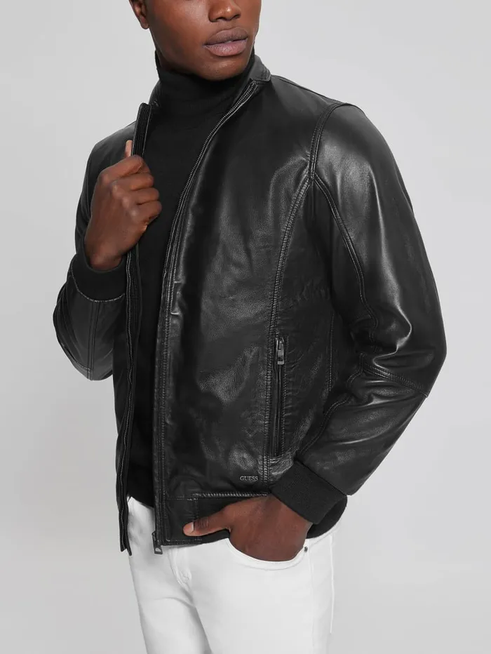 GUESS Jackets and Coats Soft Leather Jacket Black 8211 Men