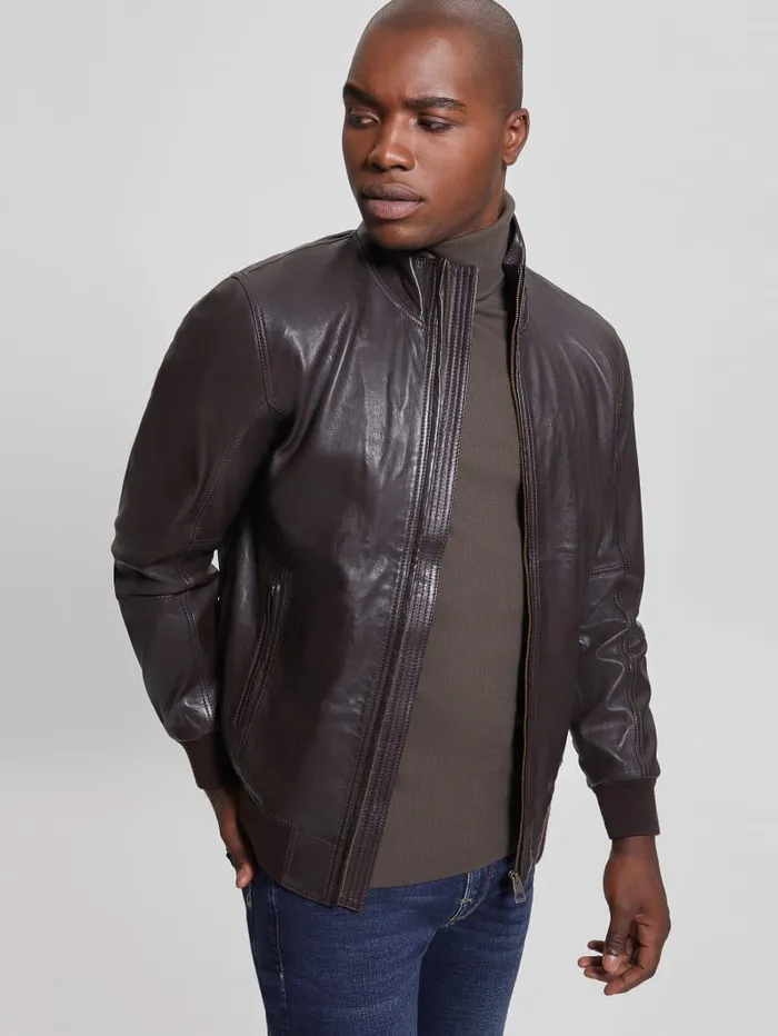 GUESS Jackets and Coats Soft Leather Jacket Black 8211 Men