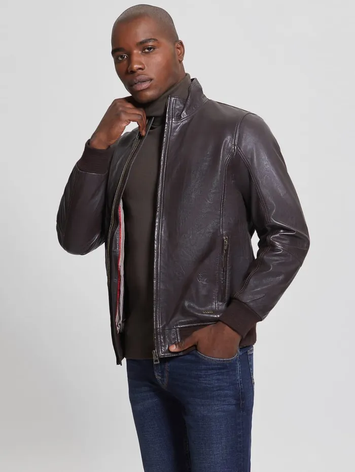 GUESS Jackets and Coats Soft Leather Jacket Black 8211 Men