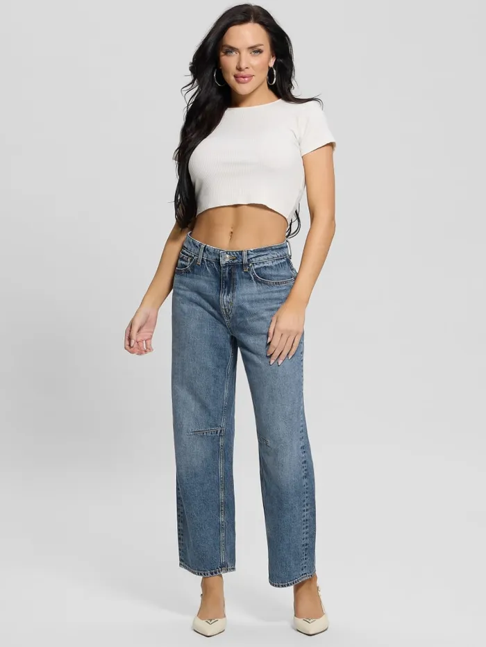 GUESS Jeans and Denim Eco HighRise Barrel Leg Denim Jeans Blue 8211 Women
