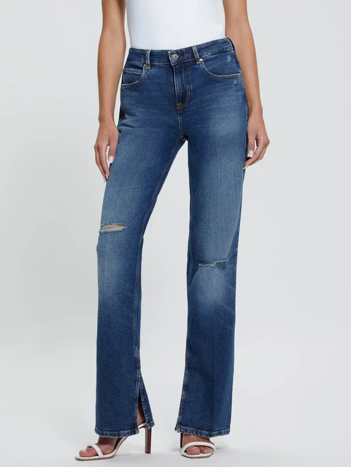 GUESS Jeans and Denim Eco Paulette Flare Split Denim Pants Blue 8211 Women