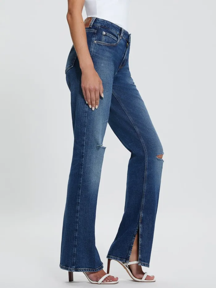 GUESS Jeans and Denim Eco Paulette Flare Split Denim Pants Blue 8211 Women