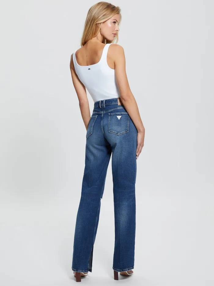 GUESS Jeans and Denim Eco Paulette Flare Split Denim Pants Blue 8211 Women