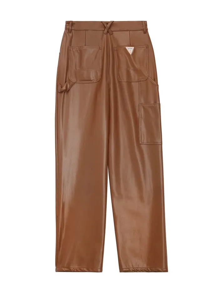 GUESS Jeans and Denim Originals FauxLeather Carpenter Pants Brown 8211 Women