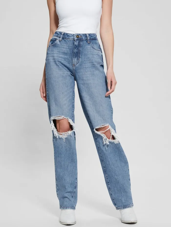 GUESS Jeans and Denim Relaxed Straight Jeans Blue 8211 Women