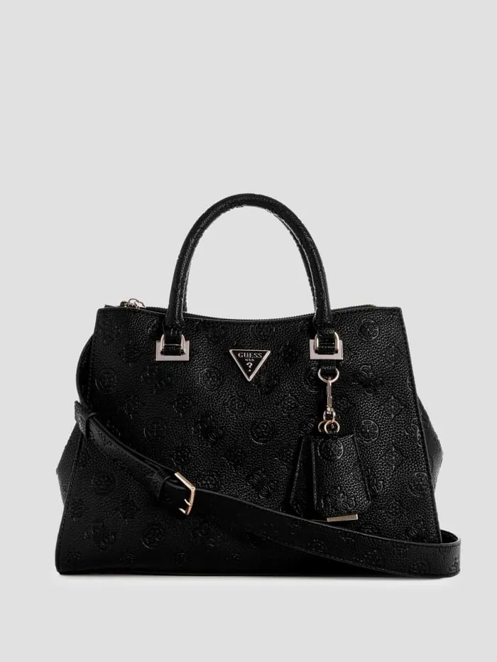 GUESS Logo Bags Cresidia Society Satchel Black 8211 Unisex