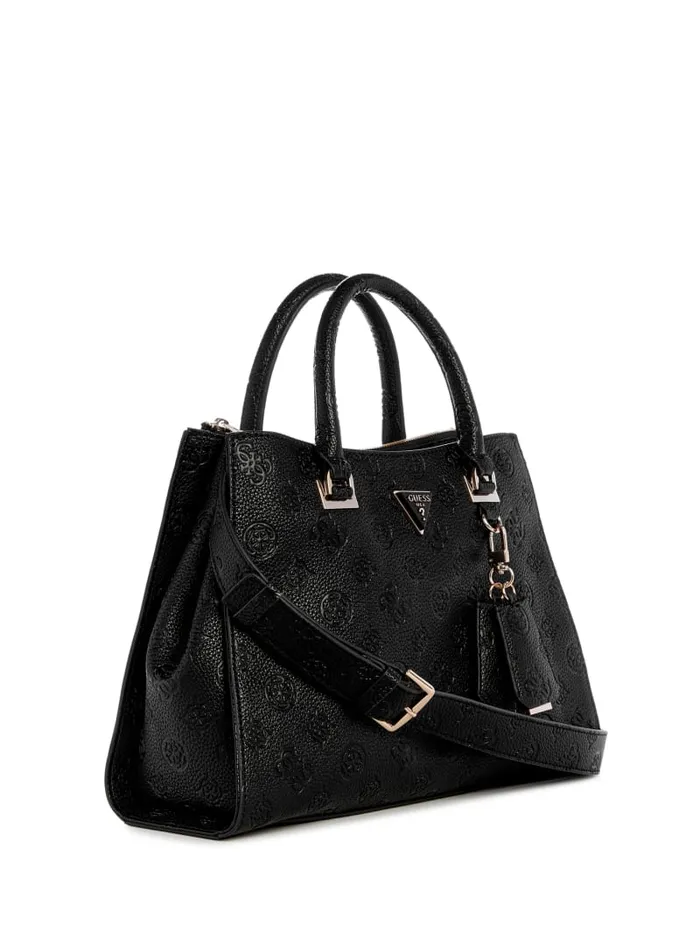 GUESS Logo Bags Cresidia Society Satchel Black 8211 Unisex