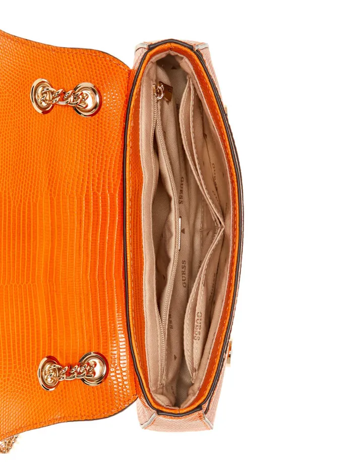 GUESS Sale Arlena Lizard Convertible Crossbody Orange 8211 Women