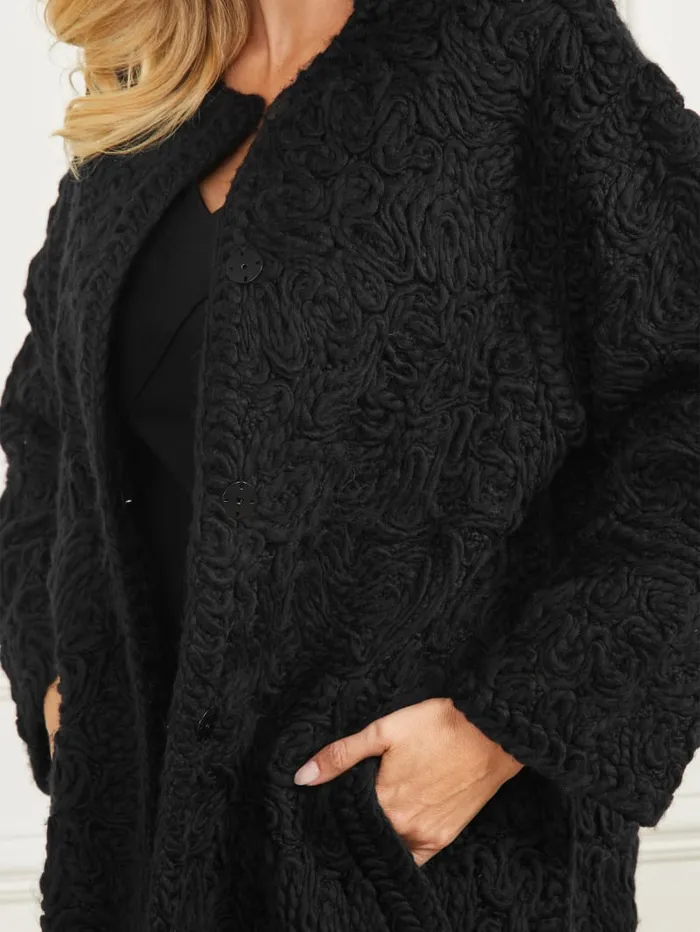 GUESS Sale Braid WoolBlend Coat Black 8211 Women