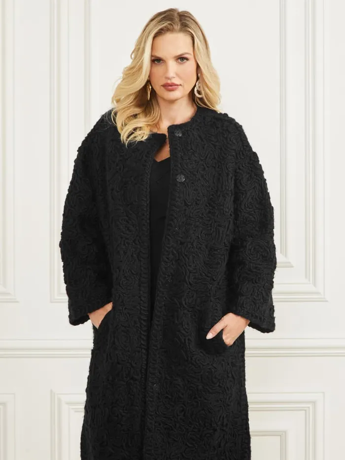 GUESS Sale Braid WoolBlend Coat Black 8211 Women