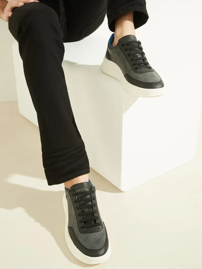 GUESS Sale Dolo Logo LowTop Sneakers Black 8211 Men