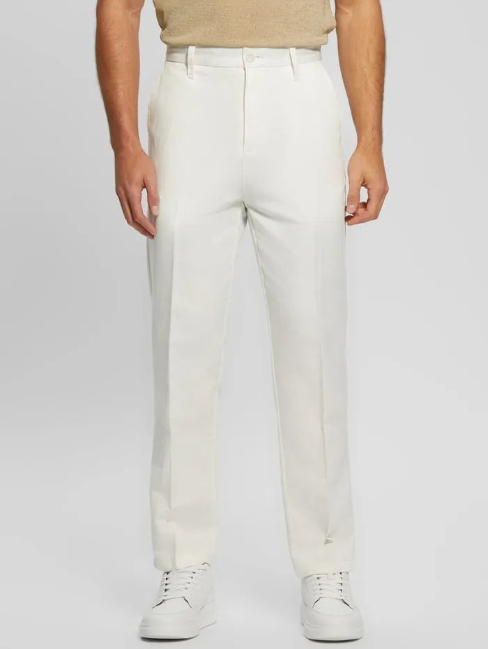 GUESS Sale Eco Clement Linen Chino Pants White 8211 Men