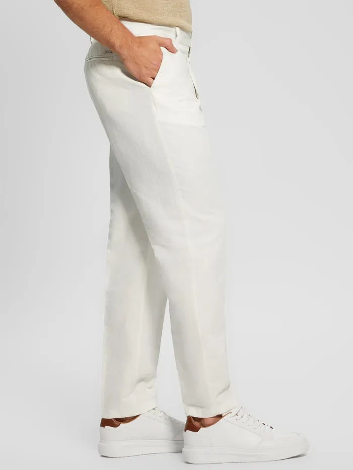 GUESS Sale Eco Clement Linen Chino Pants White 8211 Men