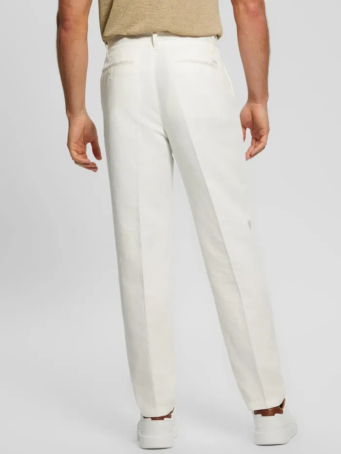 GUESS Sale Eco Clement Linen Chino Pants White 8211 Men