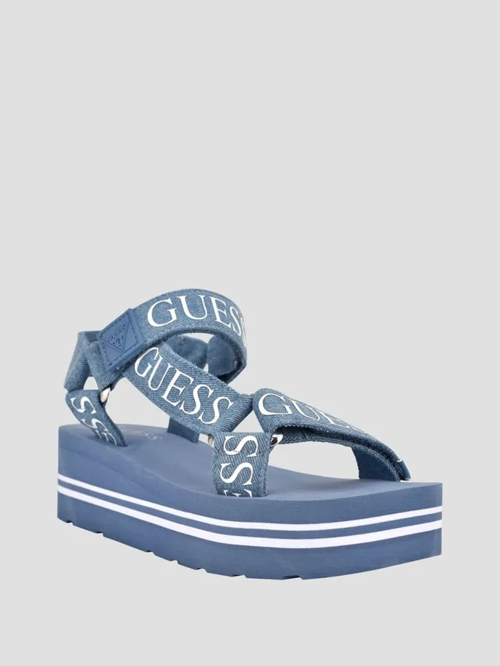 GUESS Sandals Avin Logo Strap Platform Sandals Blue 8211 Unisex