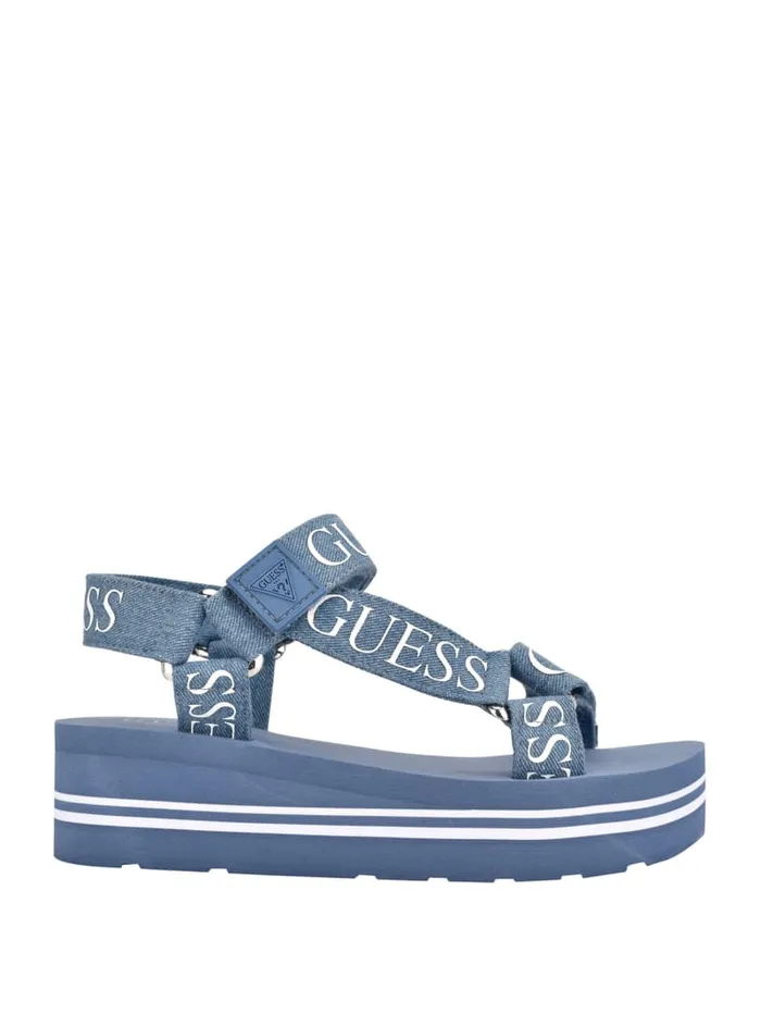 GUESS Sandals Avin Logo Strap Platform Sandals Blue 8211 Unisex