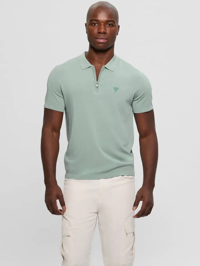GUESS Shirts Dane Zip Polo Black 8211 Men