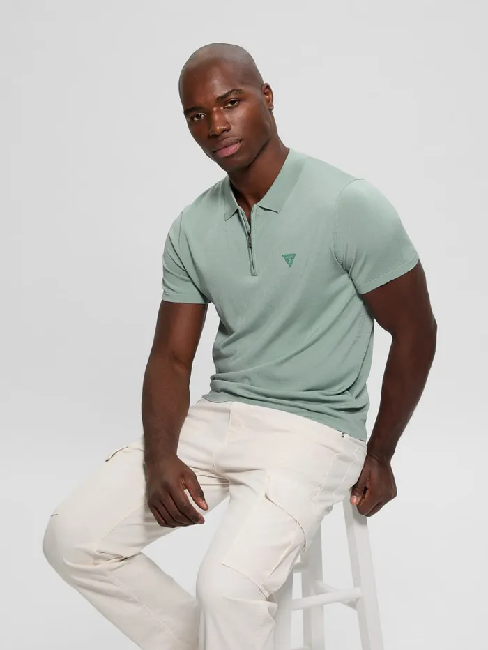 GUESS Shirts Dane Zip Polo Black 8211 Men