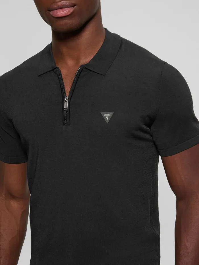 GUESS Shirts Dane Zip Polo Black 8211 Men