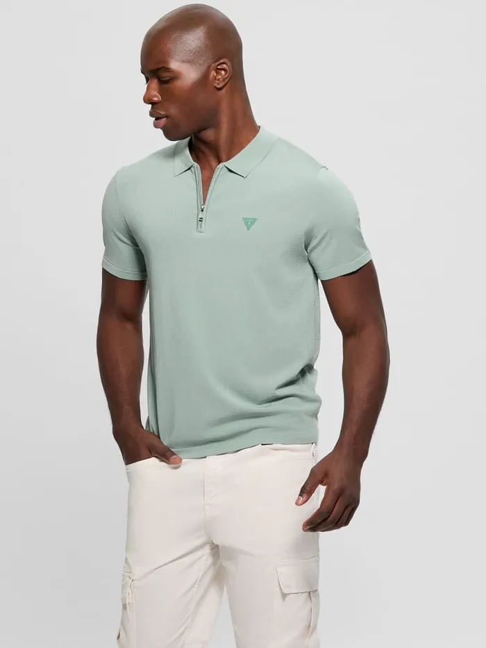 GUESS Shirts Dane Zip Polo Black 8211 Men