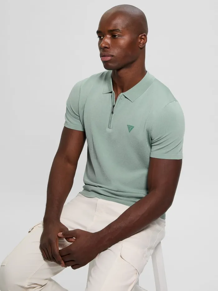 GUESS Shirts Dane Zip Polo Black 8211 Men