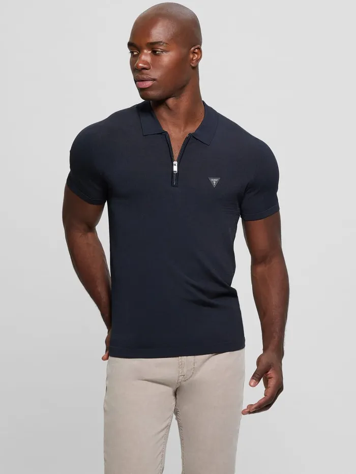 GUESS Shirts Dane Zip Polo Black 8211 Men
