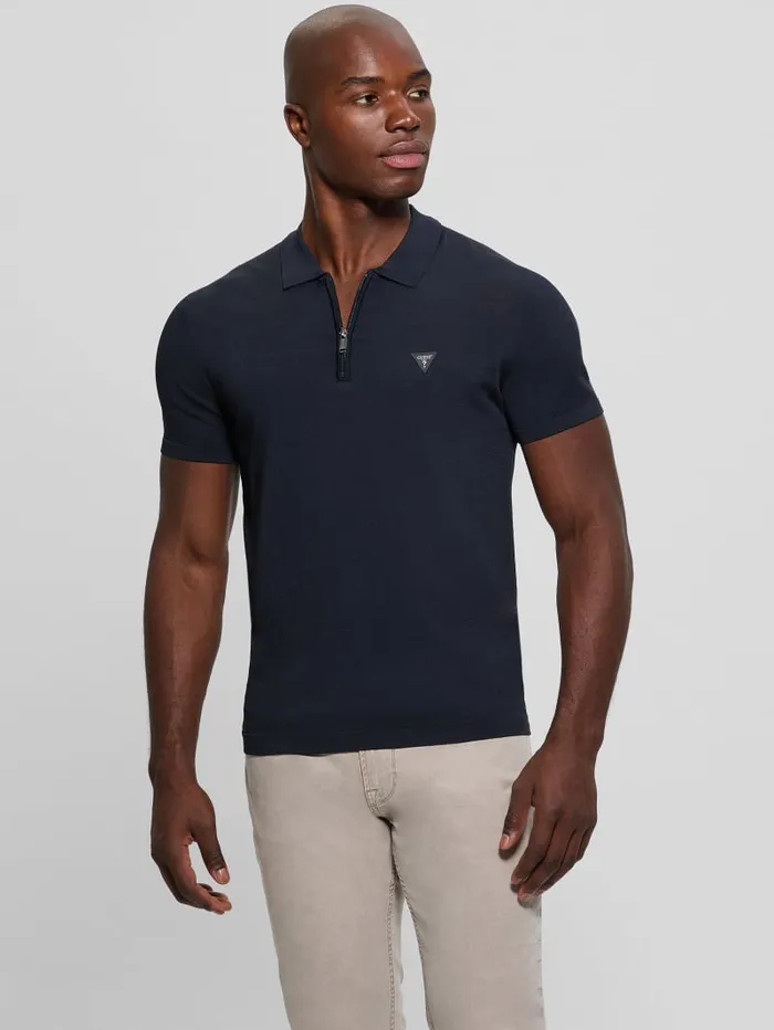 GUESS Shirts Dane Zip Polo Black 8211 Men