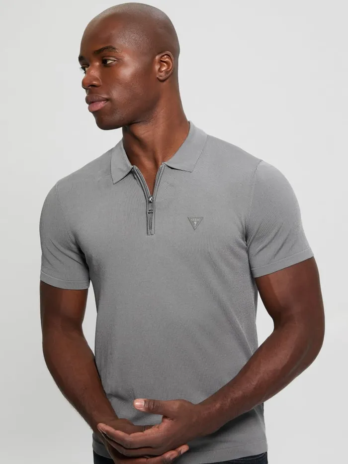 GUESS Shirts Dane Zip Polo Black 8211 Men