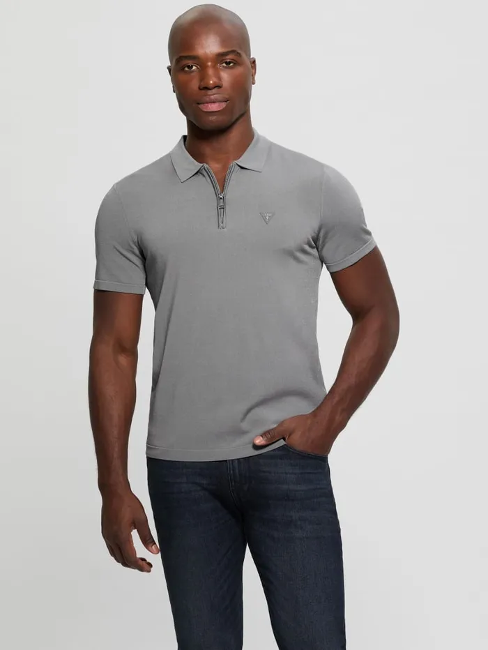 GUESS Shirts Dane Zip Polo Black 8211 Men