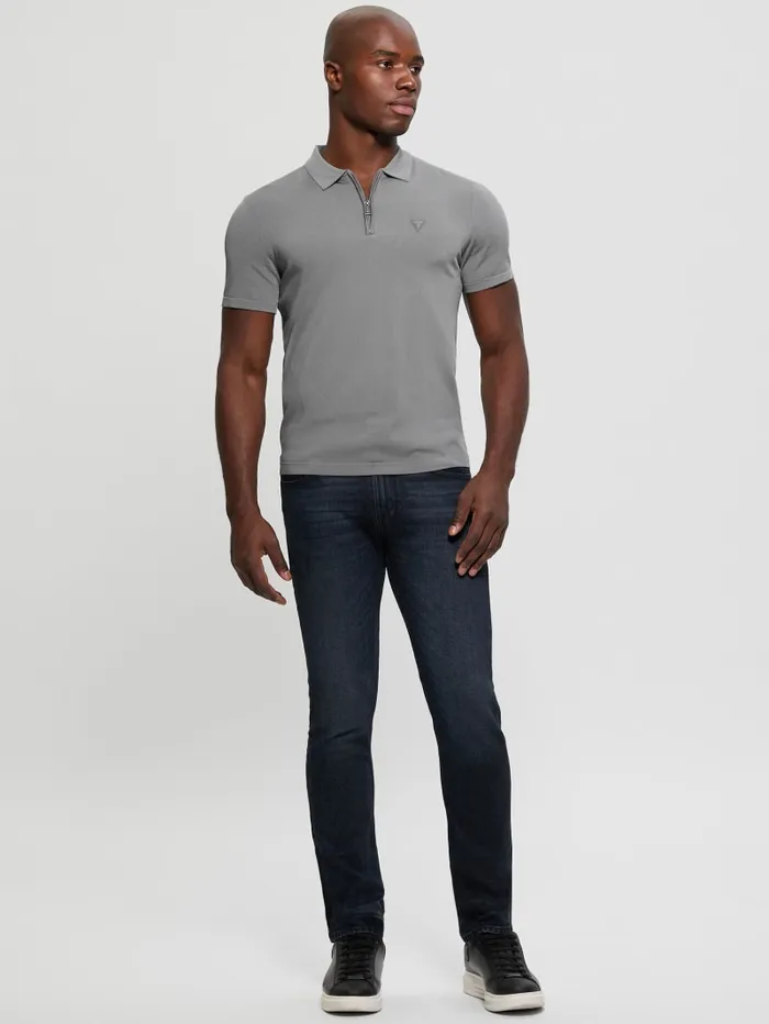 GUESS Shirts Dane Zip Polo Black 8211 Men
