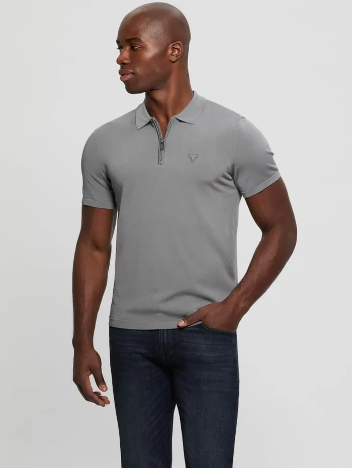 GUESS Shirts Dane Zip Polo Black 8211 Men