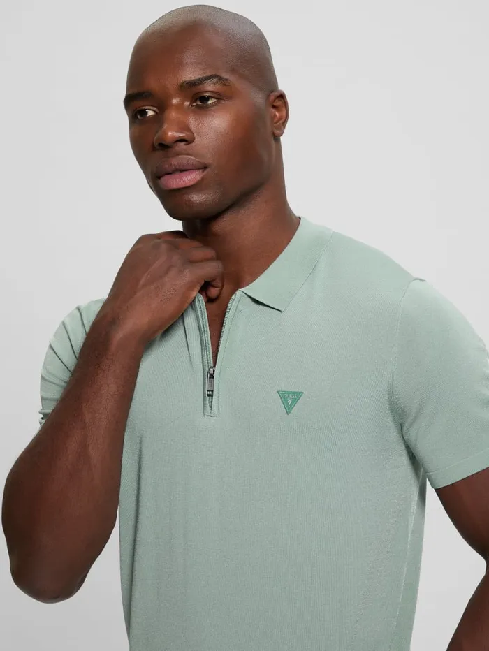 GUESS Shirts Dane Zip Polo Black 8211 Men