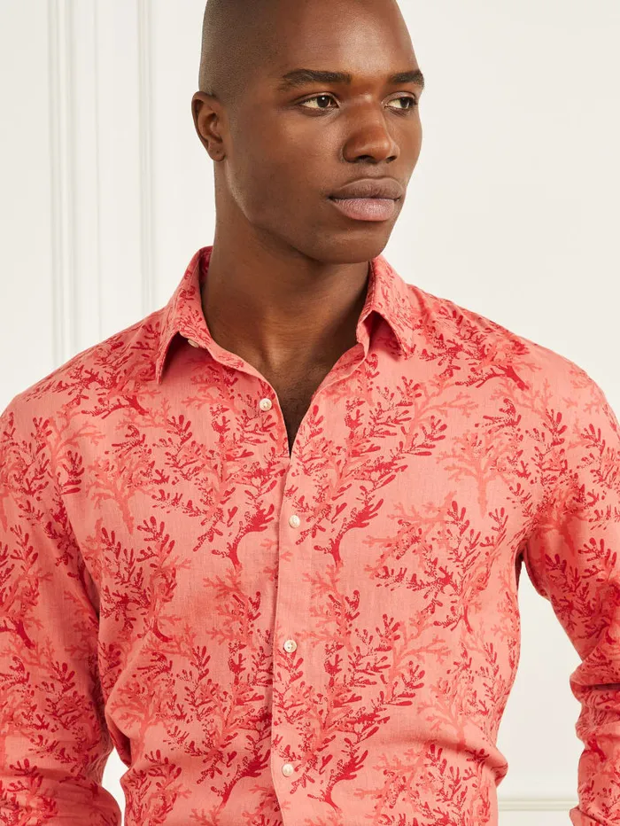 GUESS Shirts Eco Joe Linen Shirt Red 8211 Men