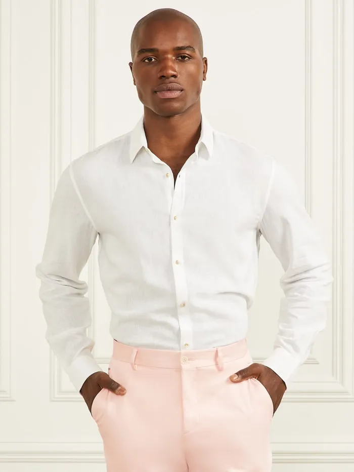 GUESS Shirts Eco Joe Linen Shirt Red 8211 Men