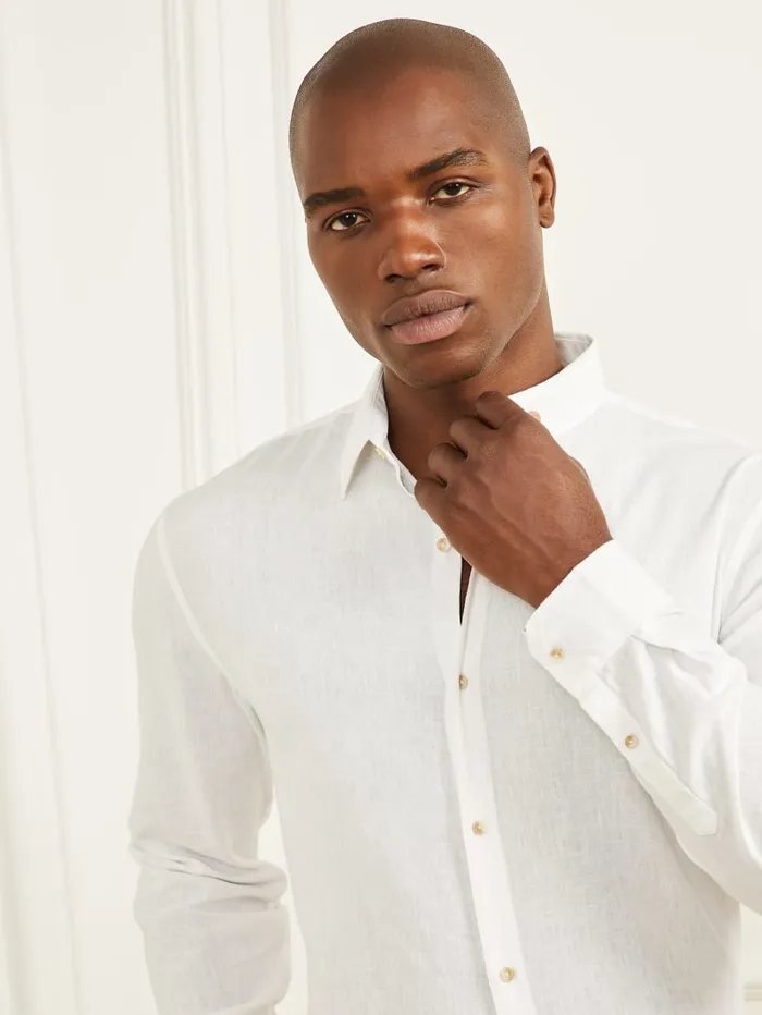 GUESS Shirts Eco Joe Linen Shirt Red 8211 Men