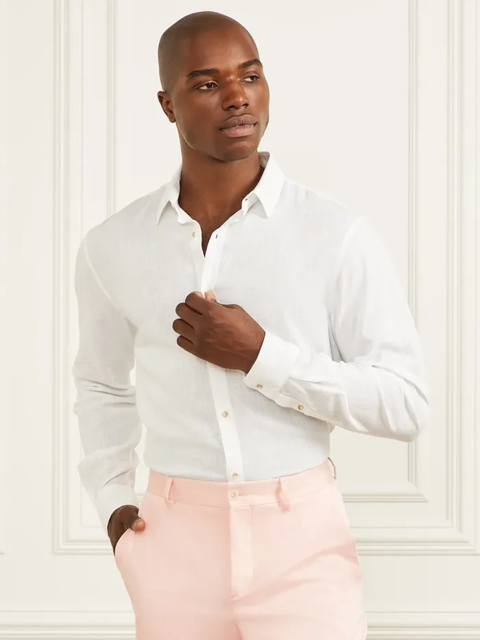 GUESS Shirts Eco Joe Linen Shirt Red 8211 Men