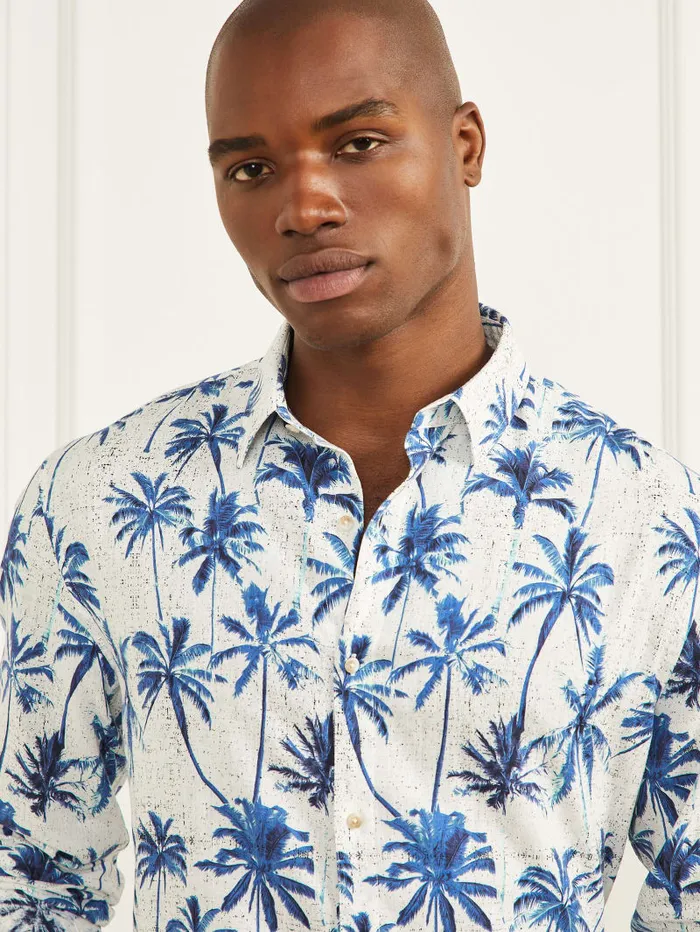 GUESS Shirts Eco Joe Linen Shirt Red 8211 Men