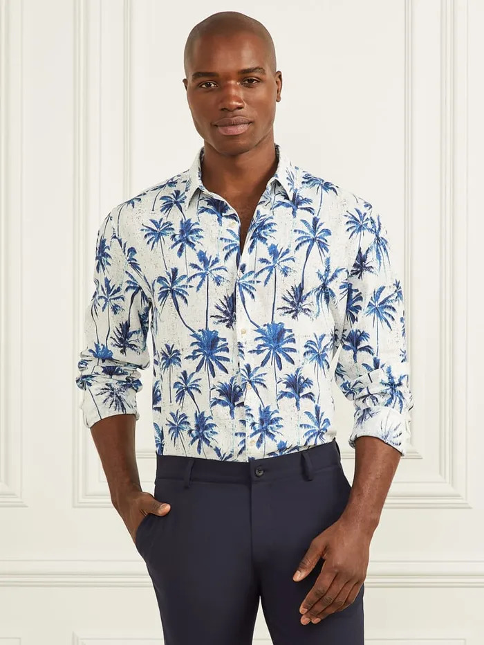 GUESS Shirts Eco Joe Linen Shirt Red 8211 Men
