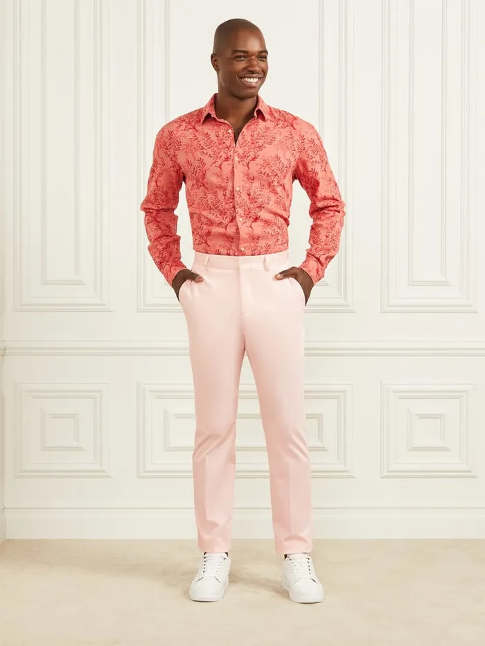GUESS Shirts Eco Joe Linen Shirt Red 8211 Men